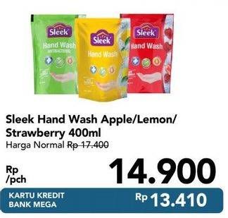 Promo Harga SLEEK Hand Wash Antibacterial Apple, Lemon, Strawberry 400 ml - Carrefour