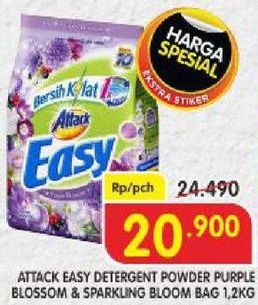 Promo Harga ATTACK Easy Detergent Powder Purple Blossom, Sparkling Blooming 1200 gr - Superindo