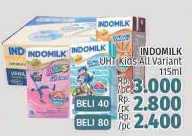 Promo Harga INDOMILK Susu UHT Kids All Variants 115 ml - LotteMart