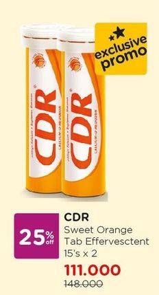 Promo Harga CDR Suplemen Makanan Sweet Orange, Effervescent per 2 box 15 pcs - Watsons
