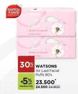 Promo Harga WATSONS Air-laid Facial Puff 90 pcs - Watsons