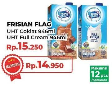 Promo Harga Frisian Flag Susu UHT Purefarm Full Cream, Swiss Chocolate 946 ml - Yogya