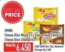 Promo Harga EMINA Cheese Slice Mozza, Choco, Cedda 5 pcs - Hypermart