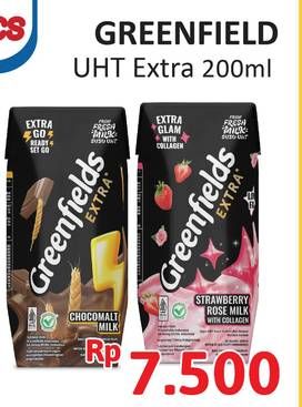 Promo Harga Greenfields UHT Extra Milk 200 ml - Alfamidi