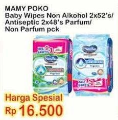 Promo Harga MAMY POKO Baby Wipes Non Perfumed, Perfumed, Anti Septic per 2 pouch 52 pcs - Indomaret