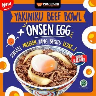 Promo Harga Yakiniku Beef Bowl (R) + Onsen Egg  - Yoshinoya
