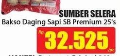 Promo Harga SUMBER SELERA Bakso Sapi SB, Premium 25 pcs - Hari Hari