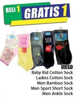 Promo Harga ORSO Kaos Kaki Baby Kid Cotton, Ladies Cotton, Men Ankle, Men Bamboo, Men Sport Short  - Hari Hari