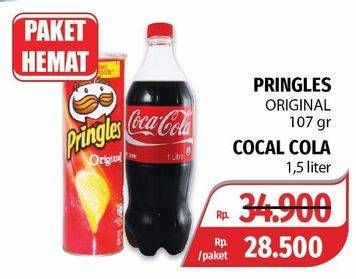 Promo Harga PRINGLES 107gr + COCA COLA Minuman Soda 1500ml  - Lotte Grosir