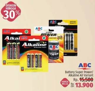 Promo Harga ABC Battery Super Power/Alkaline All Variant  - LotteMart