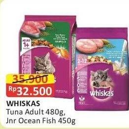 Promo Harga WHISKAS Dry Food Adult Tuna, Junior Ocean Fish 450 gr - Alfamart