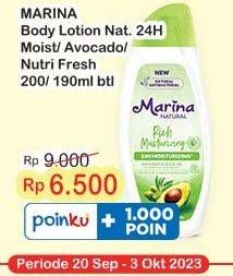 Promo Harga Marina Hand Body Lotion Natural Nutri Fresh, Natural Rich Moisturizing 190 ml - Indomaret