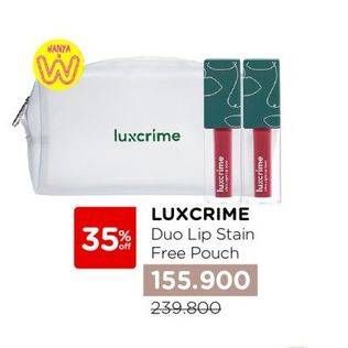 Promo Harga Luxcrime Duo Lip Stain Free Pouch  - Watsons