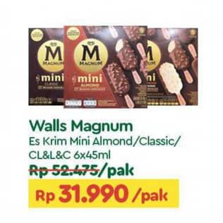 Promo Harga Walls Magnum Mini Almond, Classic Almond, Chocolate Luxe per 6 pcs 45 ml - TIP TOP