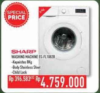 Promo Harga SHARP ES-FL1082 | Mesin Cuci Front Load 8kg  - Hypermart