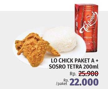 Promo Harga Lo Chick Paket A + Sosro Teh Botol   - LotteMart