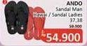 Promo Harga ANDO Sandal Man Hawai / Sandal Ladies 37, 38  - Alfamidi