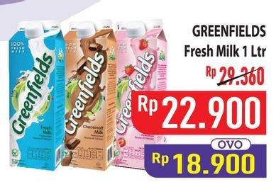 Promo Harga GREENFIELDS Fresh Milk 1000 ml - Hypermart