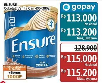 Promo Harga Ensure Nutrition Powder FOS Vanila, Cokelat 400 gr - Alfamidi