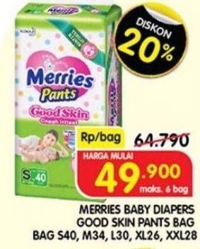 Promo Harga Merries Pants Good Skin M34, XXL28, L30, S40, XL26 26 pcs - Superindo