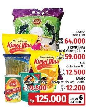Promo Harga Lahap Beras + 2 Kunci Mas Minyak Goreng + SUS Gula Pasir + Bango Kecap Manis  - LotteMart