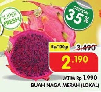 Promo Harga Buah Naga Merah Lokal per 100 gr - Superindo