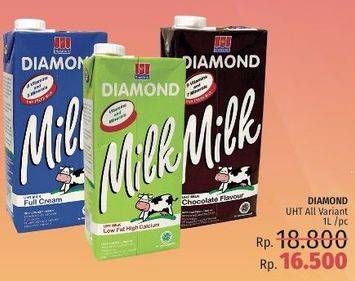 Promo Harga DIAMOND Milk UHT Chocolate, Full Cream, Low Fat High Calcium 1000 ml - LotteMart