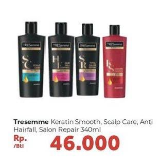 Promo Harga TRESEMME Shampoo Keratin Smooth, Scalp Care, Hair Fall Control, Total Salon Repair 340 ml - Carrefour