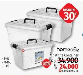 Promo Harga HOMEQUE Mr. White Series Container  - LotteMart
