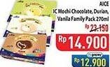 Promo Harga Aice Mochi Chocolate, Durian, Vanilla per 6 pcs 30 gr - Hypermart