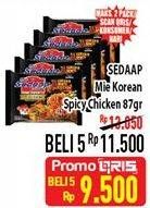 Promo Harga SEDAAP Korean Spicy Chicken per 5 pcs 87 gr - Hypermart