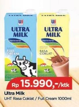 Promo Harga Ultra Milk Susu UHT Coklat, Full Cream 1000 ml - TIP TOP