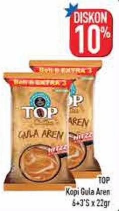 Promo Harga TOP COFFEE Gula Aren per 9 sachet 22 gr - Hypermart