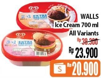 Promo Harga WALLS Ice Cream All Variants 700 ml - Hypermart