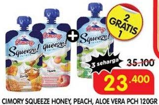 Promo Harga CIMORY Squeeze Yogurt Honey, Aloe Vera, Peach 120 gr - Superindo