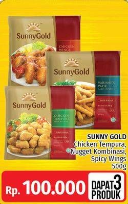 Promo Harga Sunny Gold Chicken Tempura, Nugget Kombinasi, Spicy Wings  - LotteMart