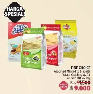 Promo Harga FINE CHOICE Assorted Mini Milk Biscuit/ Potato Cracker/ Wafer All Variant 26-97g  - LotteMart