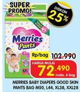 Promo Harga Merries Pants Good Skin L44, M50, XXL28, XL38 28 pcs - Superindo