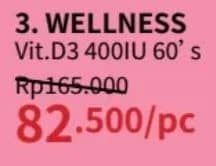 Wellness Vitamin D3 400IU 60 pcs Diskon 50%, Harga Promo Rp82.500, Harga Normal Rp165.000