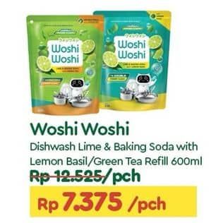 Promo Harga Woshi Woshi Dishwash  Green Tea, Lime Lemon Basil 600 ml - TIP TOP