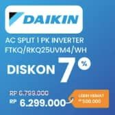 Promo Harga Daikin FTKQ/RKQ25UVM4/WH AC Split 1PK  - Electronic City
