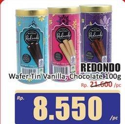 Promo Harga Redondo Wafer Vanilla, Chocolate 100 gr - Hari Hari