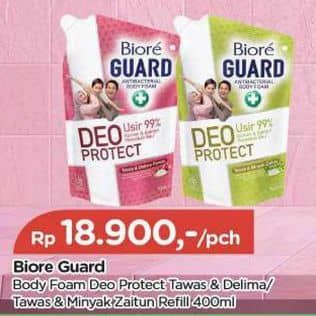 Promo Harga Biore Guard Body Foam Deo Protect Tawas Dan Delima Persia, Tawas Dan Minyak Zaitun 400 ml - TIP TOP