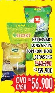Promo Harga VALUE PLUS Long Grain / TOPI KOKI / HOKI Beras 5kg  - Hypermart
