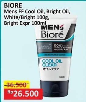 Promo Harga Biore Mens Facial Foam Double Scrub Cool Oil Clear, Bright Oil Clear, White Energy, Bright Expert 100 ml - Alfamart