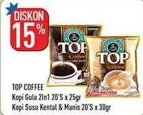 Promo Harga Top Coffee Kopi Gula, Susu Kental Manis per 20 sachet 25 gr - Hypermart