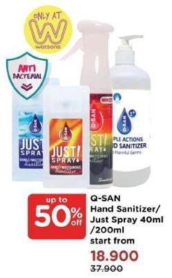 Promo Harga Q-San Hand Sanitizer/Just Spray  - Watsons
