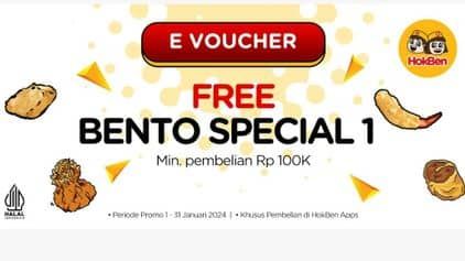 Promo Harga Free Bento Special 1  - HokBen