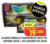Promo Harga LAURIER Relax Night Gathers 40cm 8's/Relax Night Gathers 35cm 16's  - Superindo