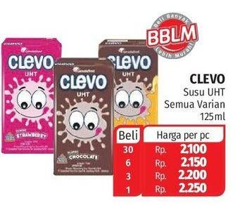 Promo Harga CLEVO Minuman Susu Chocolate, Chocolate Ice Cream, Strawberry 125 ml - Lotte Grosir